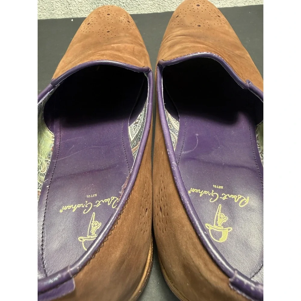 Robert Graham MOMA Loafers Mens Size 11.5 D Brown Purple Leather Paisley IN1002